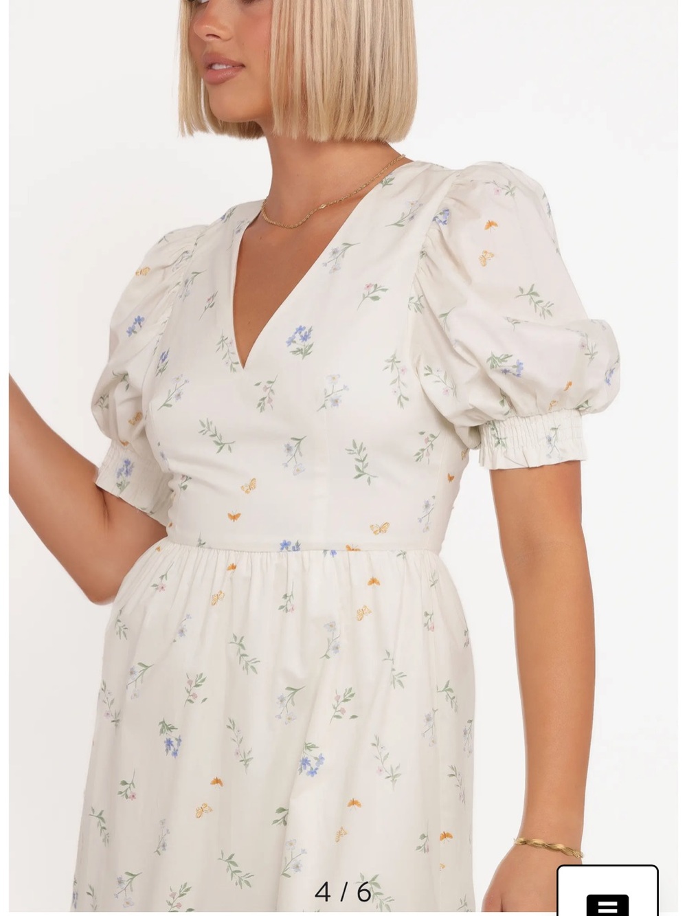 Petal & Pup Steele Puff Sleeve Cotton Midi Dress size small - Picture 3 of 6